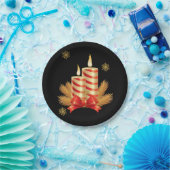 Borden voor kerstpapier, roodbruine kerstkaars papieren bordje (Feest)