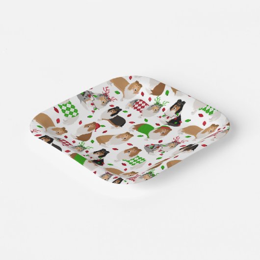 Borden voor kerstruw Collie Paper Papieren Bordje (Gebogen)