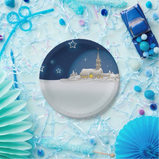 Borden voor kerstwinterscinters, Sterrennacht Papieren Bordje (Feest)