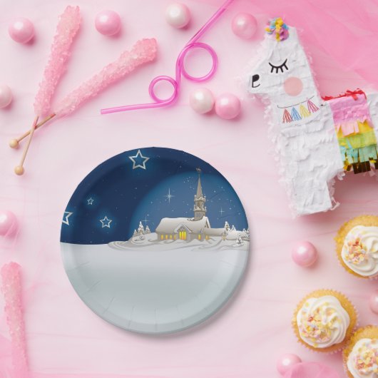 Borden voor kerstwinterscinters, Sterrennacht Papieren Bordje (Feest)