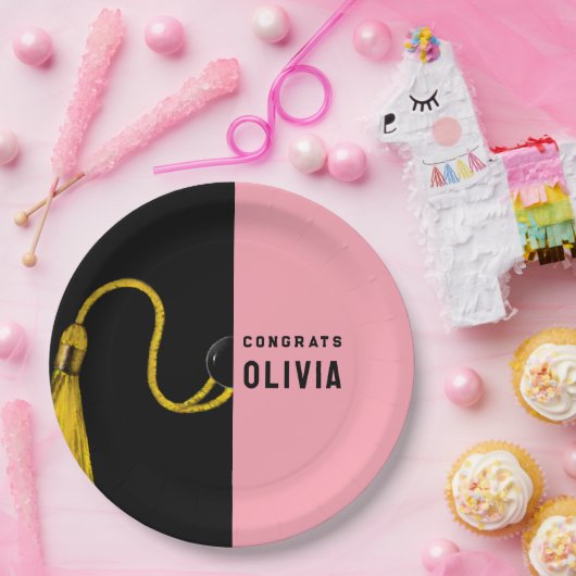 Borden voor kunstmatig roze papier papieren bordje (Feest)