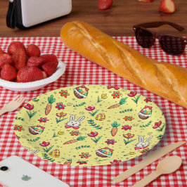 Borden voor lichtgele paaspatronen papieren bordje