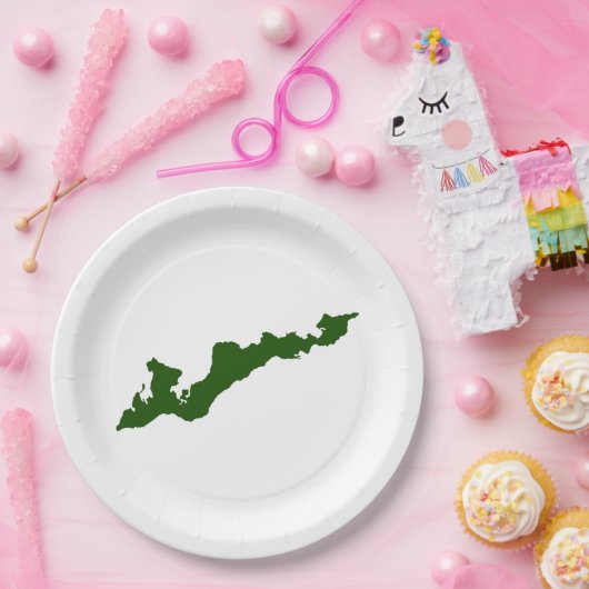 Borden voor Logo op het eiland - groen Papieren Bordje (Feest)