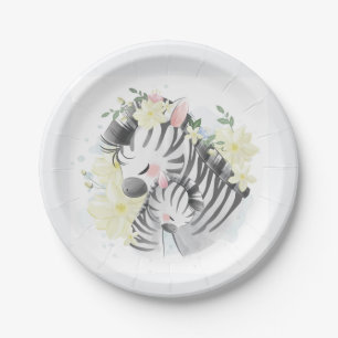 Borden voor mam- en Baby-Zebra Papieren Bordje