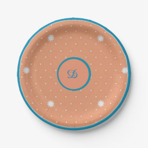 Borden voor monogrammen van Aqua en Coral Papieren Bordje