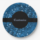 Borden voor mousserend blauw mozaïekpatroon papieren bordje (Voorkant)