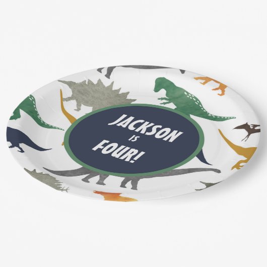 Borden voor multidinosauruspapier papieren bordje (Gekanteld)