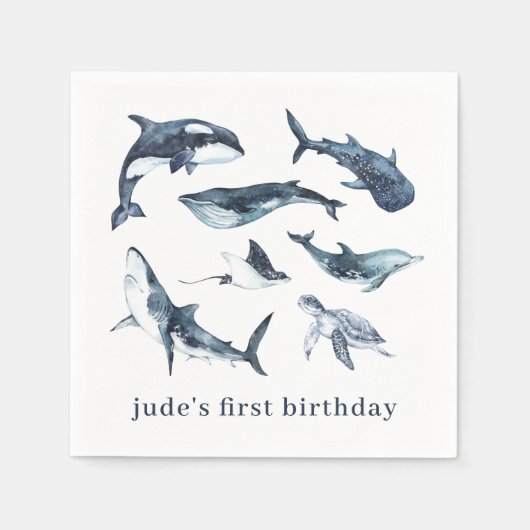 Borden voor Ocean Animals Paper Servet (Voorkant)
