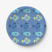 Borden voor partijpapier - meerkleurige vis papieren bordje (Voorkant)