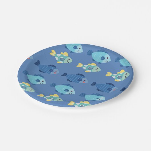 Borden voor partijpapier - meerkleurige vis papieren bordje (Gekanteld)