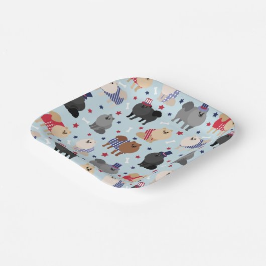 Borden voor patriottisch pommeren-hondenpapier papieren bordje (Gebogen)