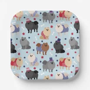 Borden voor patriottisch pommeren-hondenpapier papieren bordje