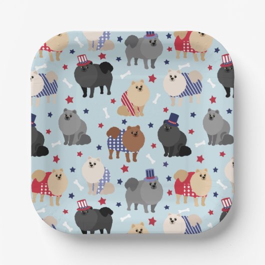 Borden voor patriottisch pommeren-hondenpapier papieren bordje (Voorkant)
