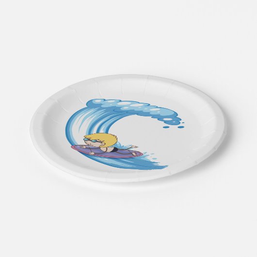 Borden voor peuterblauw golffpapier papieren bordje (Gekanteld)