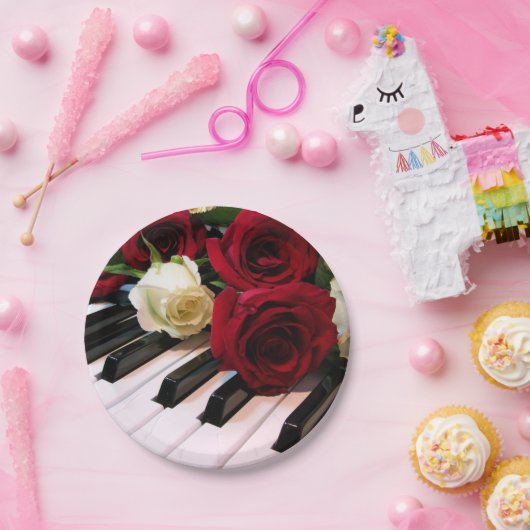 Borden voor piano- en Rozen papier Papieren Bordje (Feest)