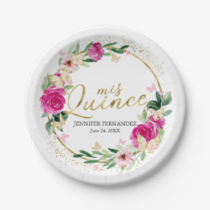 Borden voor quinceanera-vlinderbloemigen papieren bordje