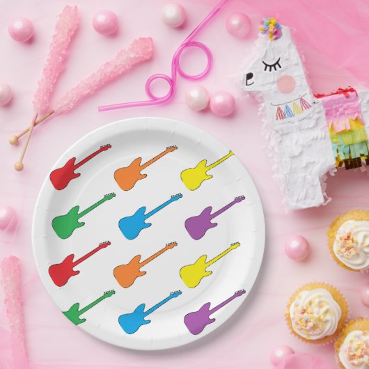 Borden voor regenbooggitaarpapier papieren bordje (Feest)