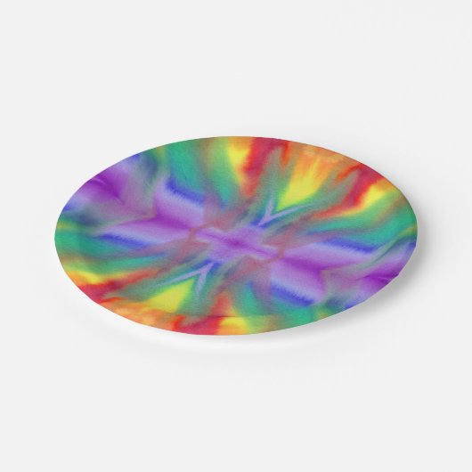 Borden voor regenboogkleurig kleurstofborst papieren bordje (Gekanteld)