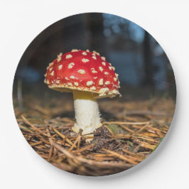 Borden voor rood champignonpapier papieren bordje