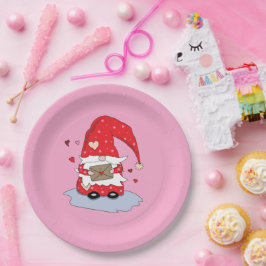Borden voor rood gnome roze papier papieren bordje