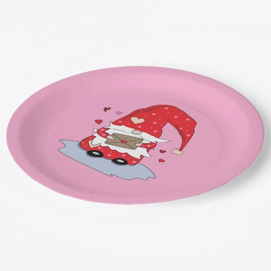 Borden voor rood gnome roze papier papieren bordje (Gekanteld)