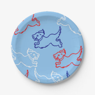 Borden voor rood, wit en blauw papier - 4 juli papieren bordje