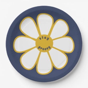 Borden voor roovy Cute Retro Daisy Flower Paper Papieren Bordje