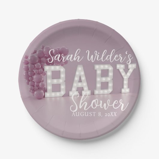 Borden voor roze Baby shower Papieren Bordje (Voorkant)