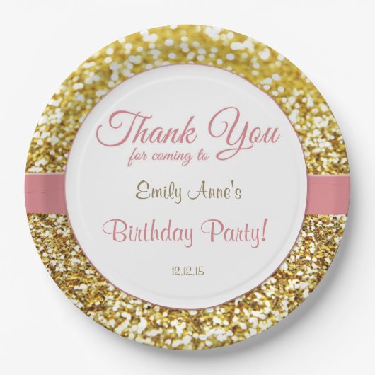 Borden voor roze en goudverjaardagen papieren bordje (Voorkant)