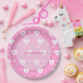 Borden voor roze en witte harten papieren bordje (Feest)