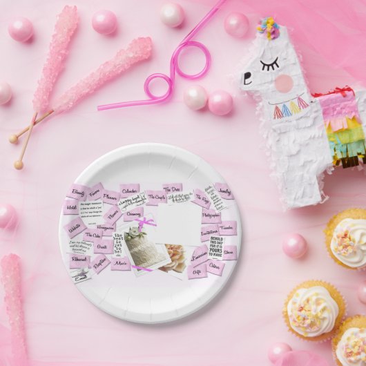 Borden voor roze en witwrijvende Jubilea Papieren Bordje (Feest)