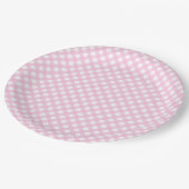 Borden voor roze gingham-patroonpapier papieren bordje (Gekanteld)