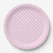 Borden voor roze gingham-patroonpapier papieren bordje (Voorkant)