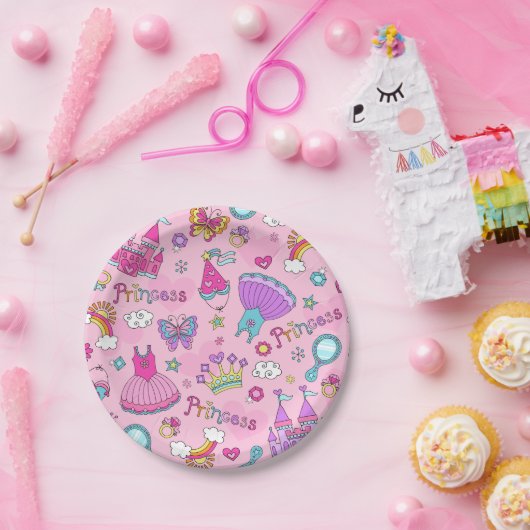 Borden voor roze prinses papieren bordje (Feest)