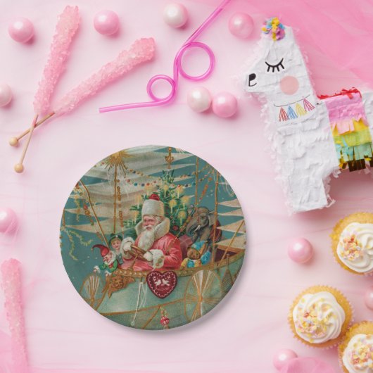 Borden voor Santa & Zijne Vliegtuigmachine Papieren Bordje (Feest)