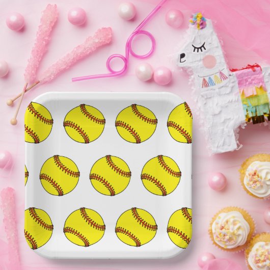 Borden voor Softball-papier Papieren Bordje (Feest)