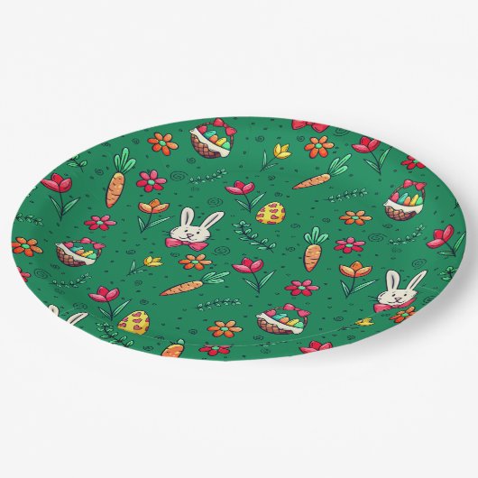 Borden voor Spaans groen paaspatroon Papieren Bordje (Gekanteld)