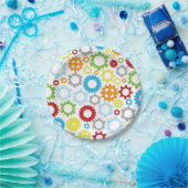 Borden voor tandwielontwerp | Nuts en Bolts Robot Papieren Bordje (Feest)