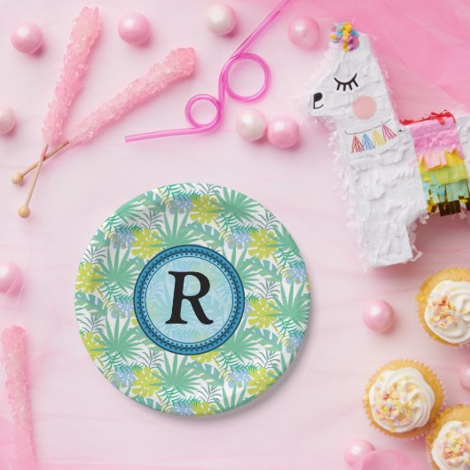 Borden voor tropisch monogrampapier papieren bordje (Feest)