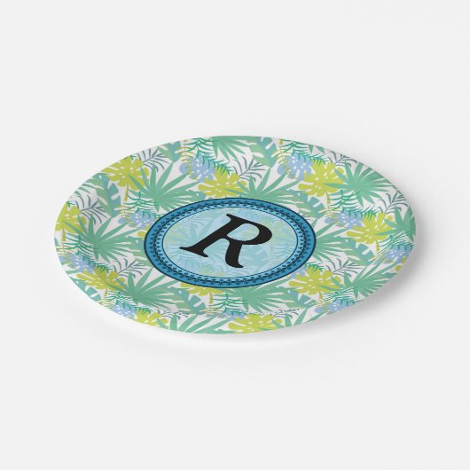 Borden voor tropisch monogrampapier papieren bordje (Gekanteld)