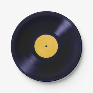 Borden voor vinylschijven met oude stijl papieren bordje