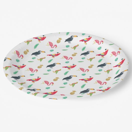 Borden voor vogels en ananassapier papieren bordje (Gekanteld)