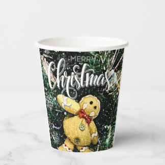 Borden voor vrolijk kerstpapier papieren bekers