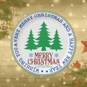 Borden voor vrolijk kerstpapier papieren bordje