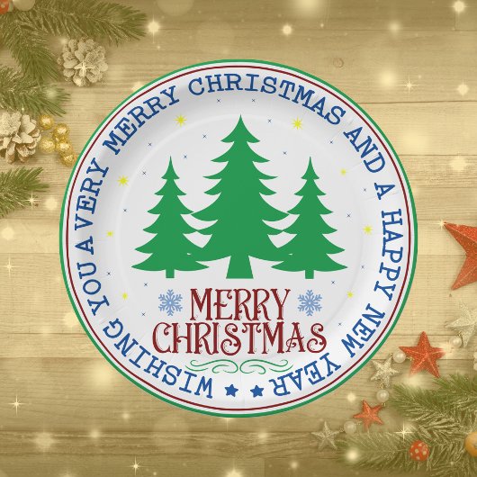 Borden voor vrolijk kerstpapier papieren bordje