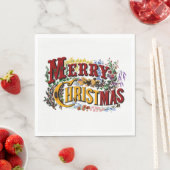 Borden voor vrolijk kerstpapier servet (Insitu)