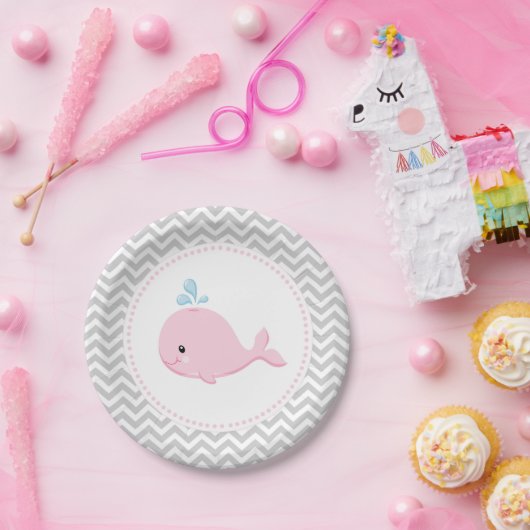 Borden voor walvisroze grijze papier papieren bordje (Feest)