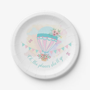 Borden voor warm luchtballonpapier/roze Mint Flora Papieren Bordje