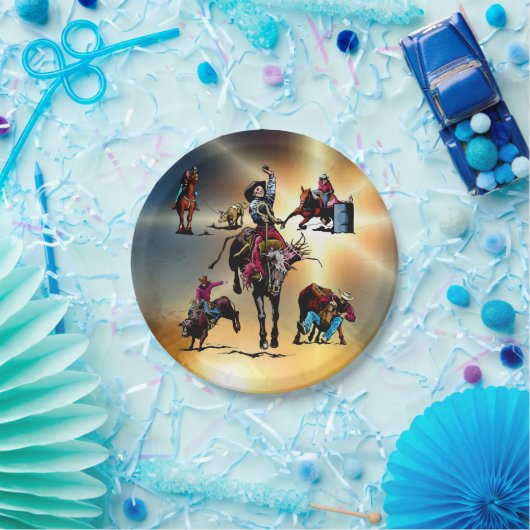 Borden voor western-party Rodeo-evenementen Papieren Bordje (Feest)