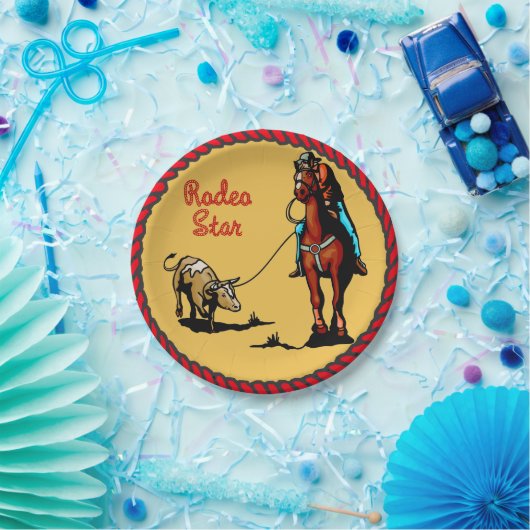 Borden voor western-party Steer Roping Paper Papieren Bordje (Feest)